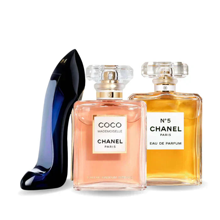 Combinación promocional de 3 perfumes GOOD GIRL, COCO MADEMOISELLE y Chanel Nº5 100ml