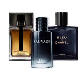 Combinación promocional de 3 perfumes Sauvage Dior, Bleu de Chanel y Dior Homme Intense 100ml