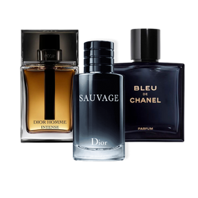 Combinación promocional de 3 perfumes Sauvage Dior, Bleu de Chanel y Dior Homme Intense 100ml