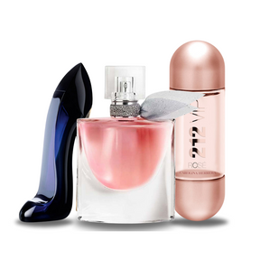 Combinación promocional de 3 perfumes Carolina Herrera GOOD GIRL, Lancôme LA VIE EST BELLE y Carolina Herrera 212 VIP ROSÉ 100ml