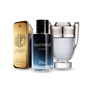 Combinación promocional de 3 perfumes Paco Rabanne ONE MILLION, Dior SAUVAGE y Paco Rabanne INVICTUS 100ml