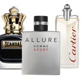 Combinación promocional de 3 perfumes Allure Homme Sports, Jean Paul Gaultier Scandal y Cartier Statement 100ml