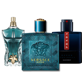 Combinación promocional de 3 perfumes Prada Luna Rossa, Versace Eros, Le Beau (Eau de Parfum)